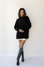 mode, pearl embellished sweater