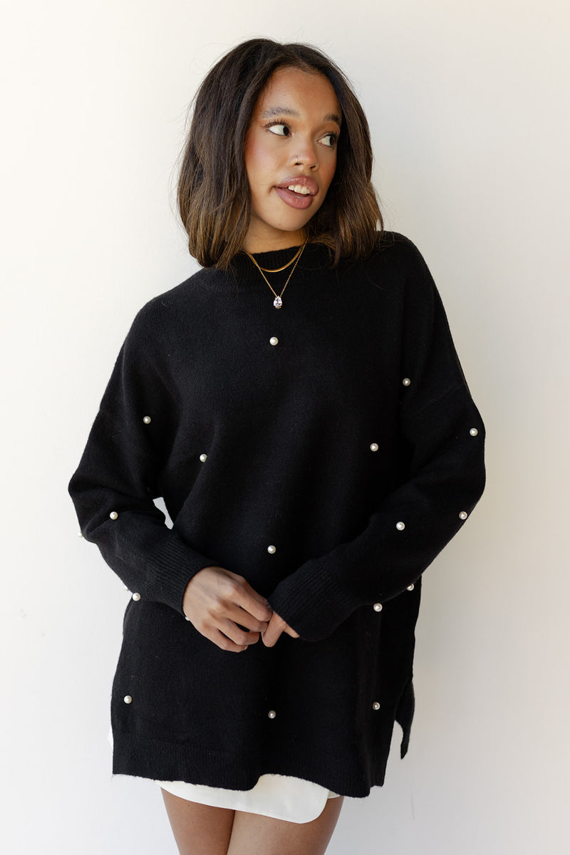 mode, pearl embellished sweater