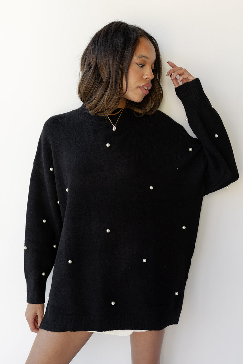 mode, pearl embellished sweater