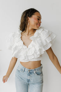 mode, isabela ruffle top