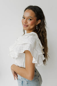 mode, isabela ruffle top