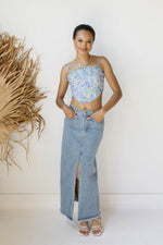 mode, acacia floral top