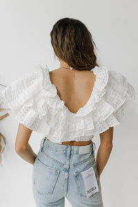 mode, isabela ruffle top