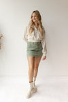 mode, cargo denim mini skirt