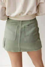 mode, cargo denim mini skirt