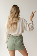 mode, cargo denim mini skirt