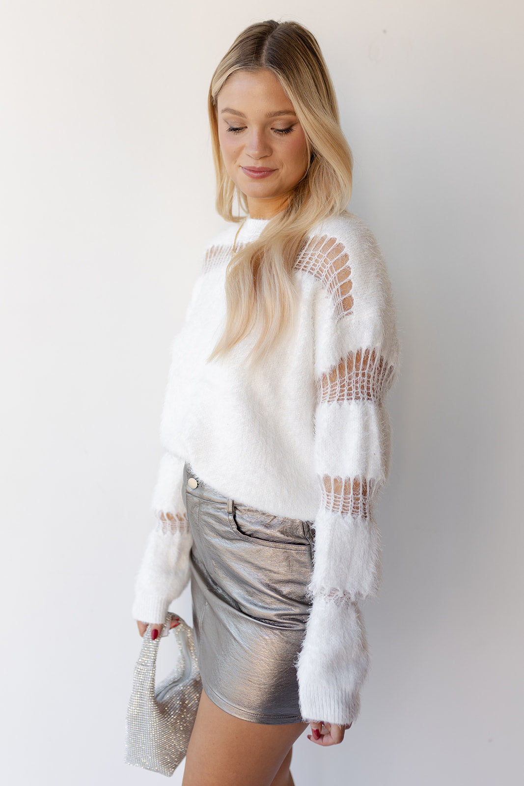 mode, melanie fuzzy sweater