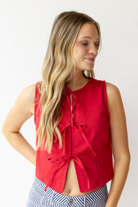 becca denim tie vest