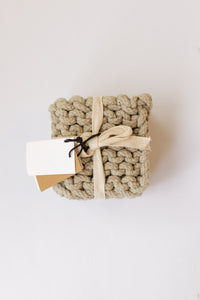 mode, square cotton crochet coasters