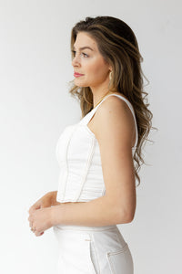 mode, journi denim corset top