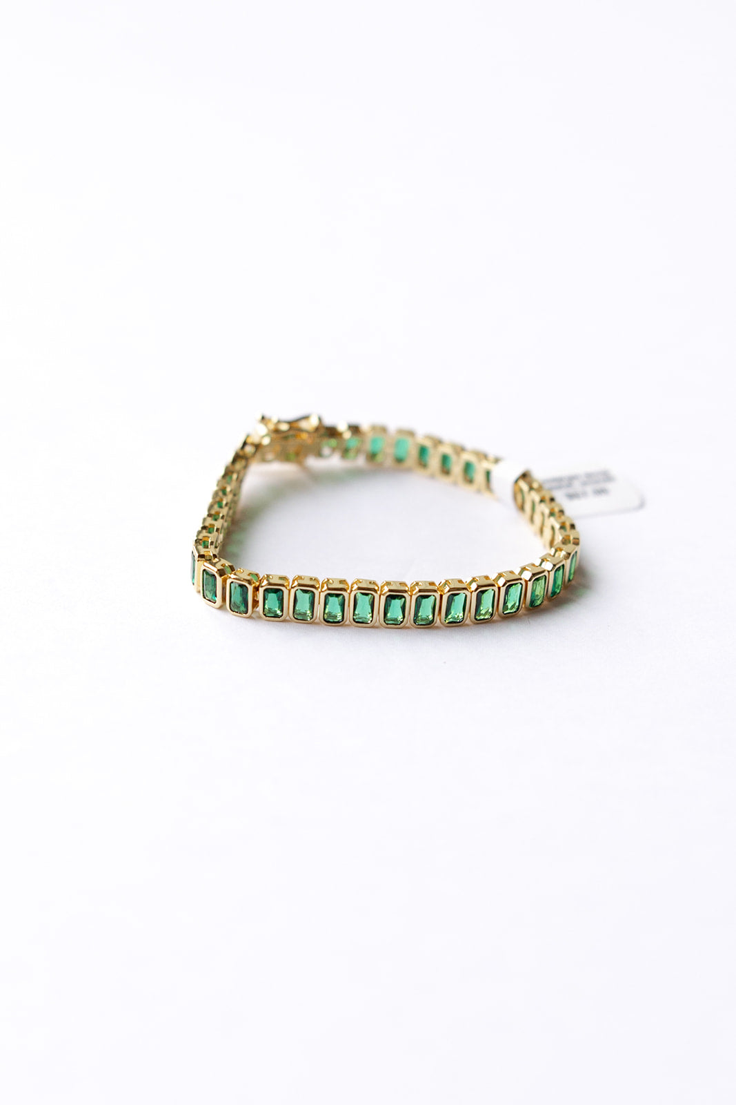 mode, esmi rectangle tennis bracelet, emerald