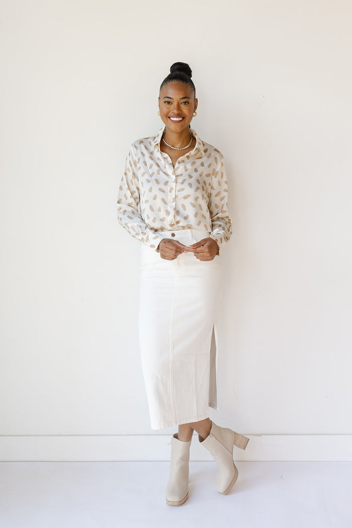 mode, stella satin leopard blouse
