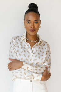 mode, stella satin leopard blouse