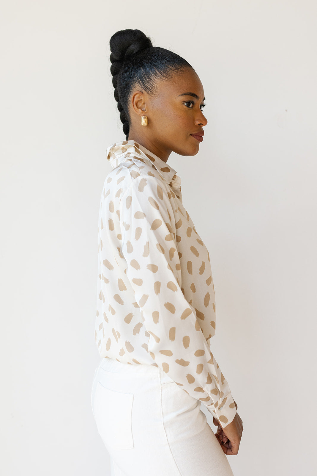 mode, stella satin leopard blouse
