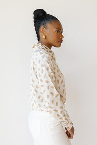 mode, stella satin leopard blouse