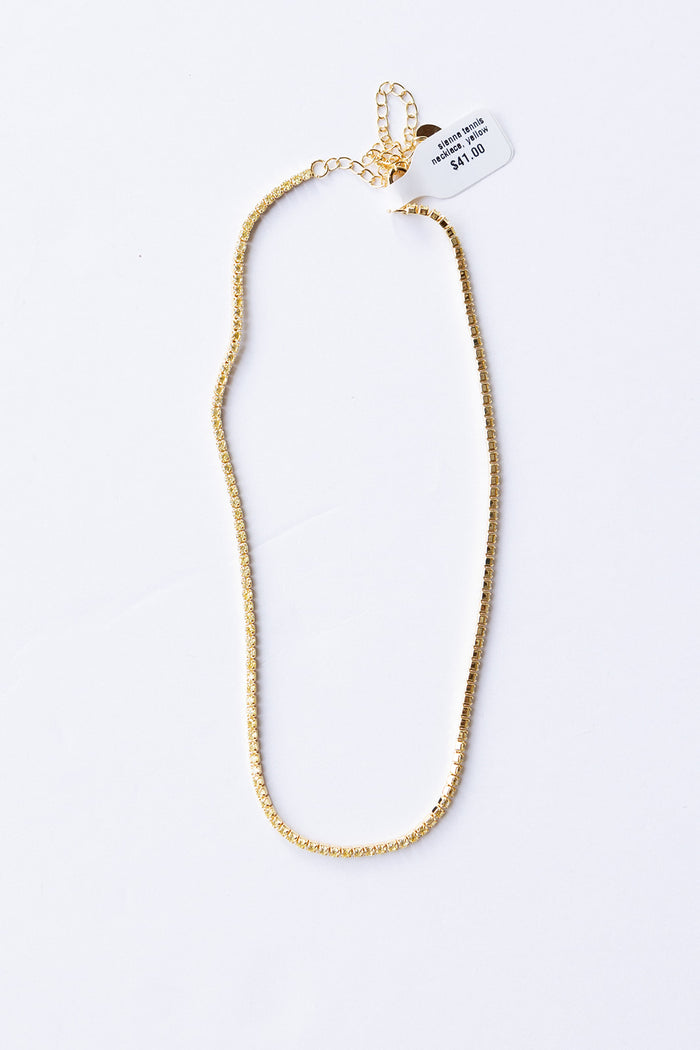 mode, sienna tennis necklace, yellow