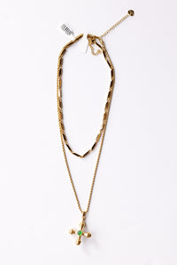 mode, cathy double necklace, emerald