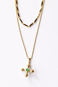 mode, cathy double necklace, emerald