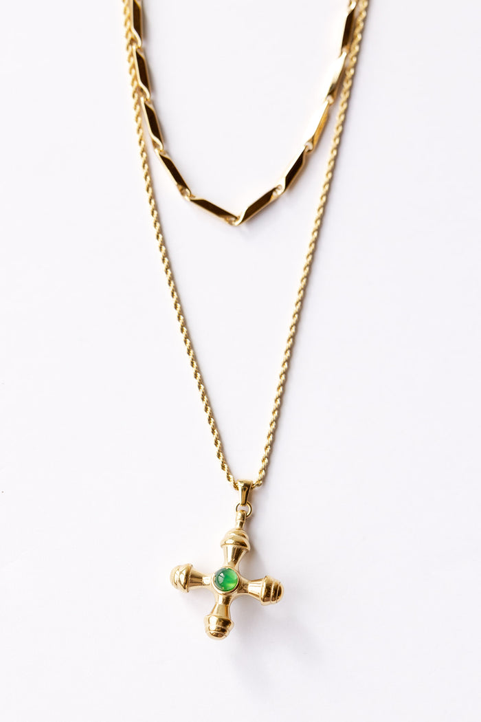 mode, cathy double necklace, emerald