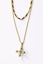 cathy double necklace, emerald