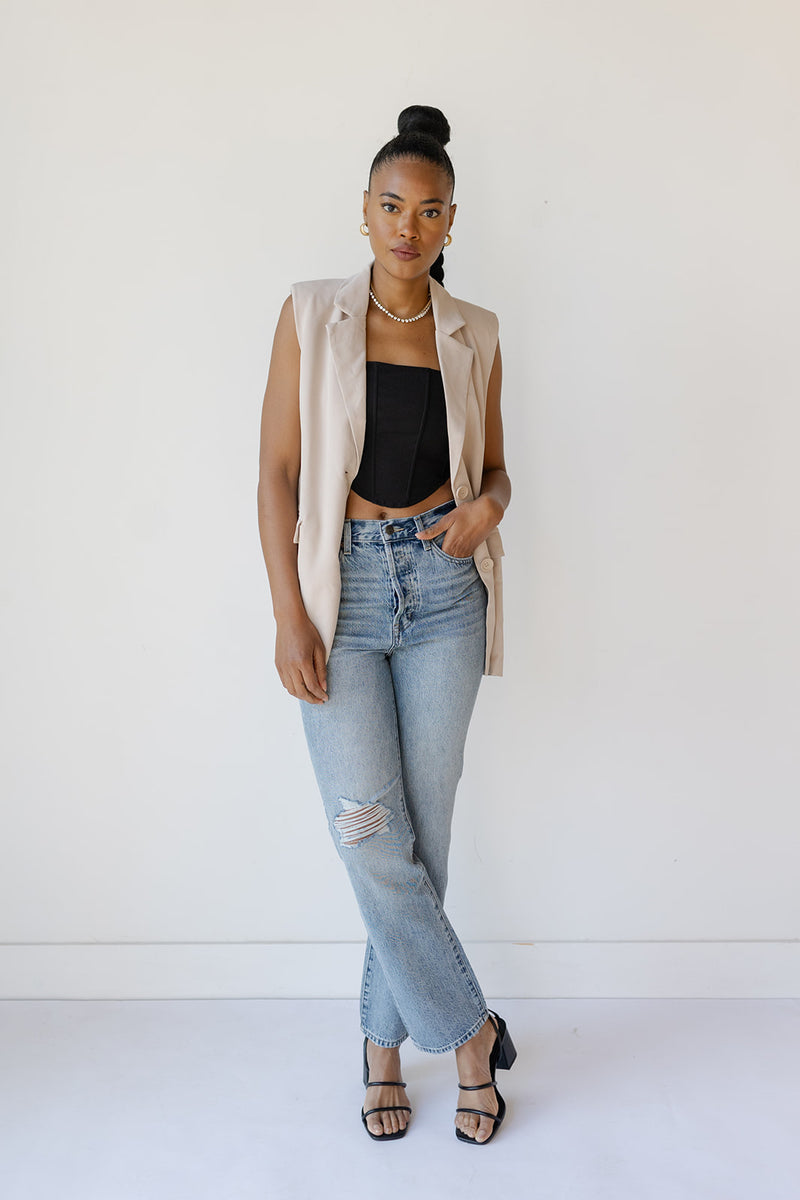 mode, saylor sleeveless blazer vest