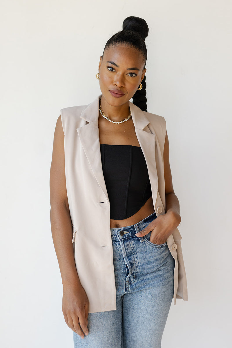 mode, saylor sleeveless blazer vest