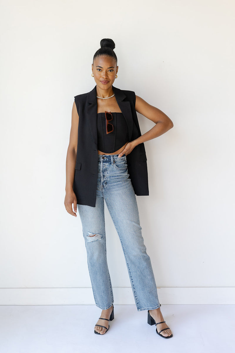 mode, saylor sleeveless blazer vest