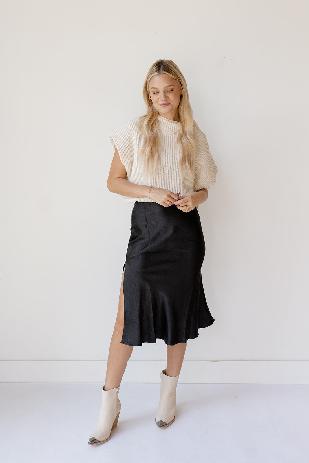 mode, alexia silk satin skirt
