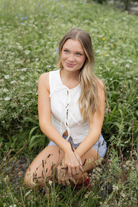 becca denim tie vest