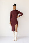 mode, scarlet midi turtleneck dress