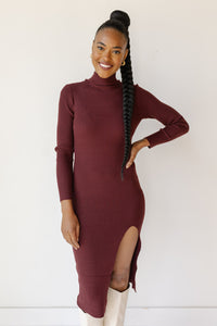 mode, scarlet midi turtleneck dress