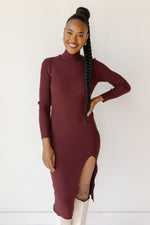 mode, scarlet midi turtleneck dress