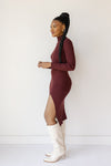 mode, scarlet midi turtleneck dress
