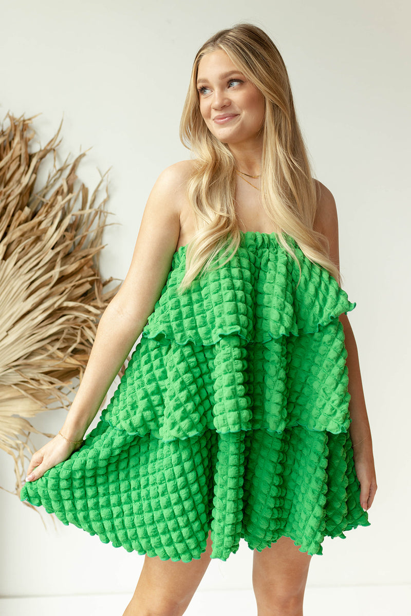mode, bubble waffle dress
