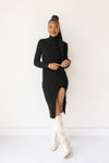 mode, scarlet midi turtleneck dress