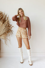 mode, romance floral ruffle shorts