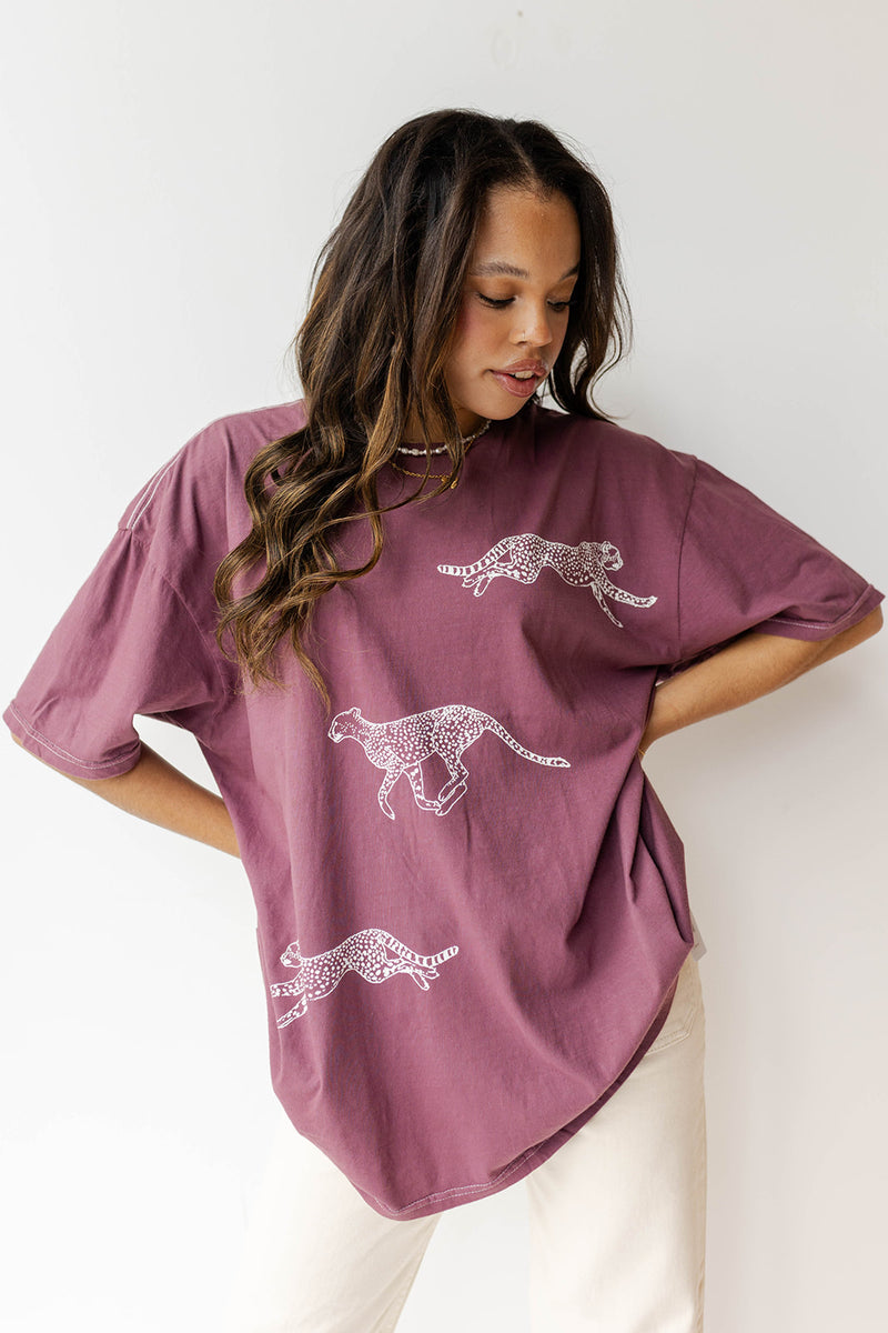 mode, cheetah oversized tee