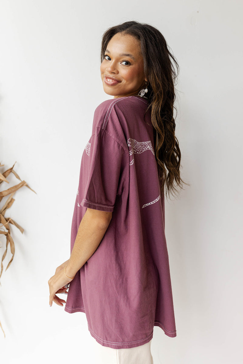 mode, cheetah oversized tee