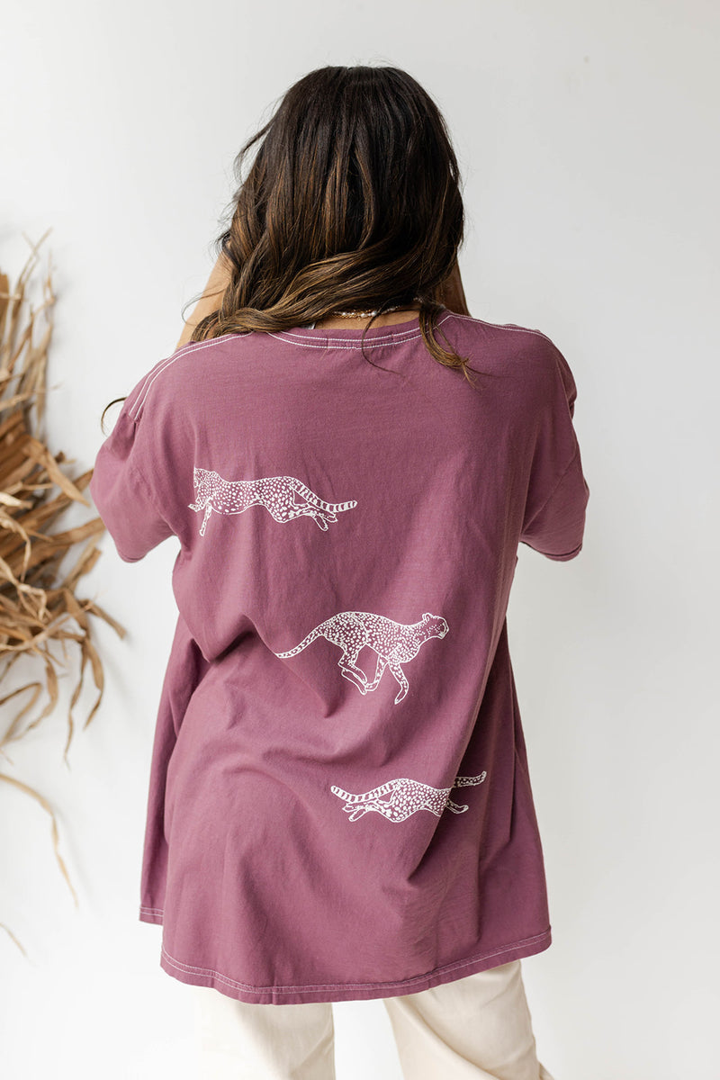 mode, cheetah oversized tee