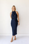 mode, holly halter cowl neck midi dress