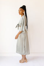 mode, serenade me satin midi dress