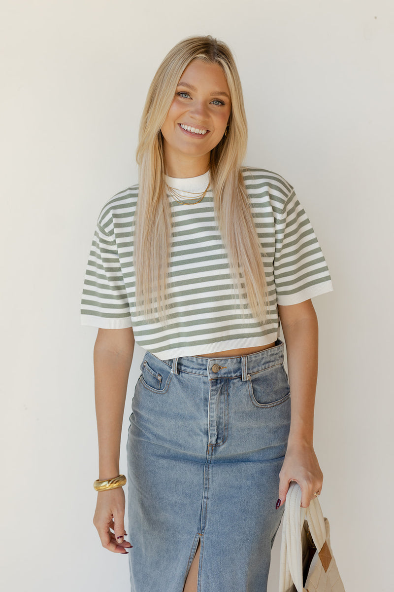 mode, sariah stripe knitted top