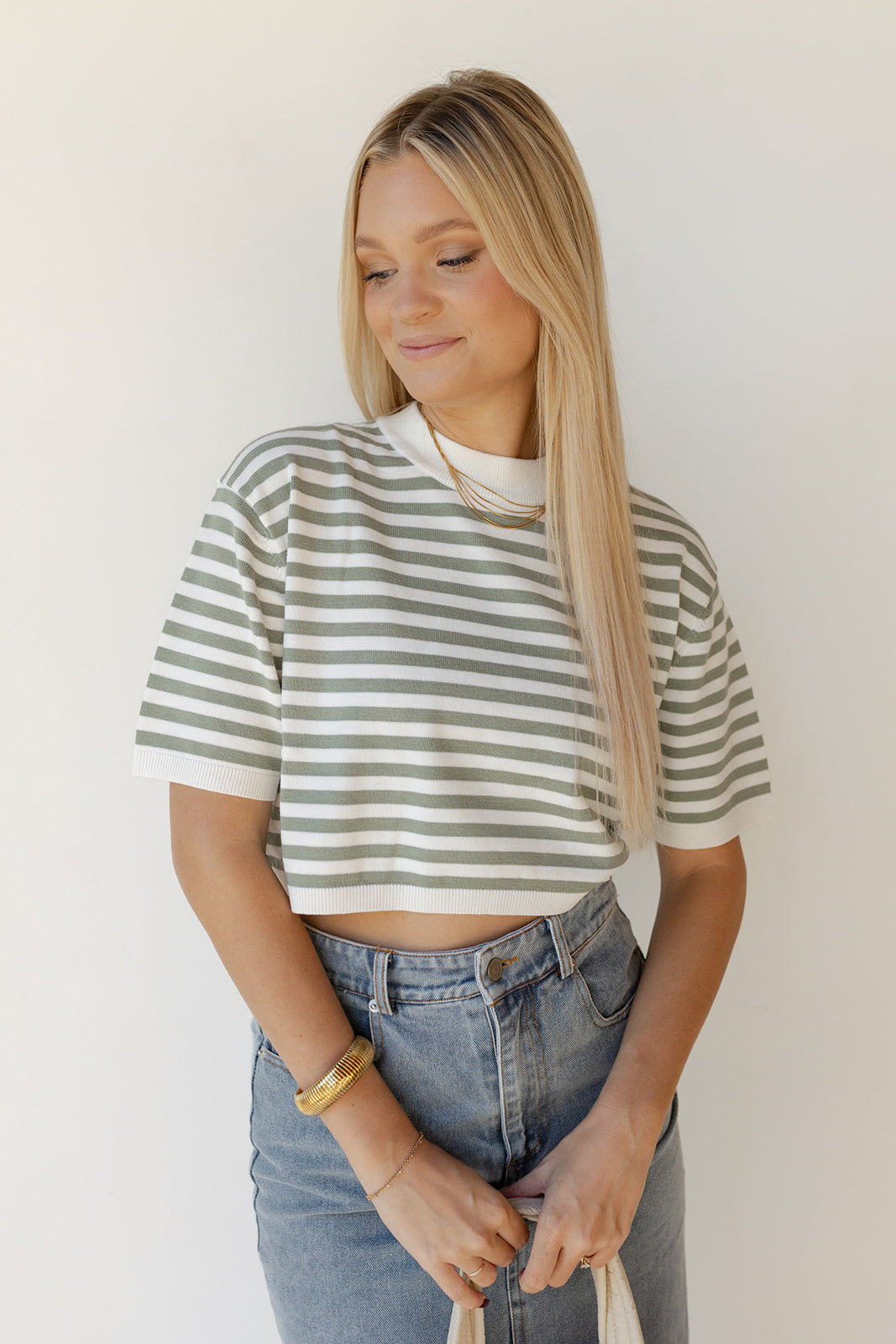 mode, sariah stripe knitted top