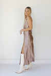 mode, soiree satin maxi dress