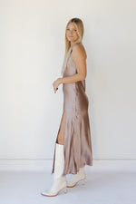 mode, soiree satin maxi dress