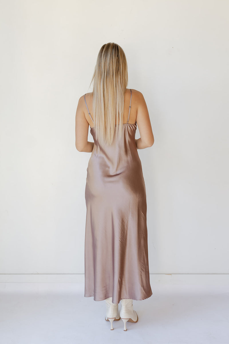 mode, soiree satin maxi dress