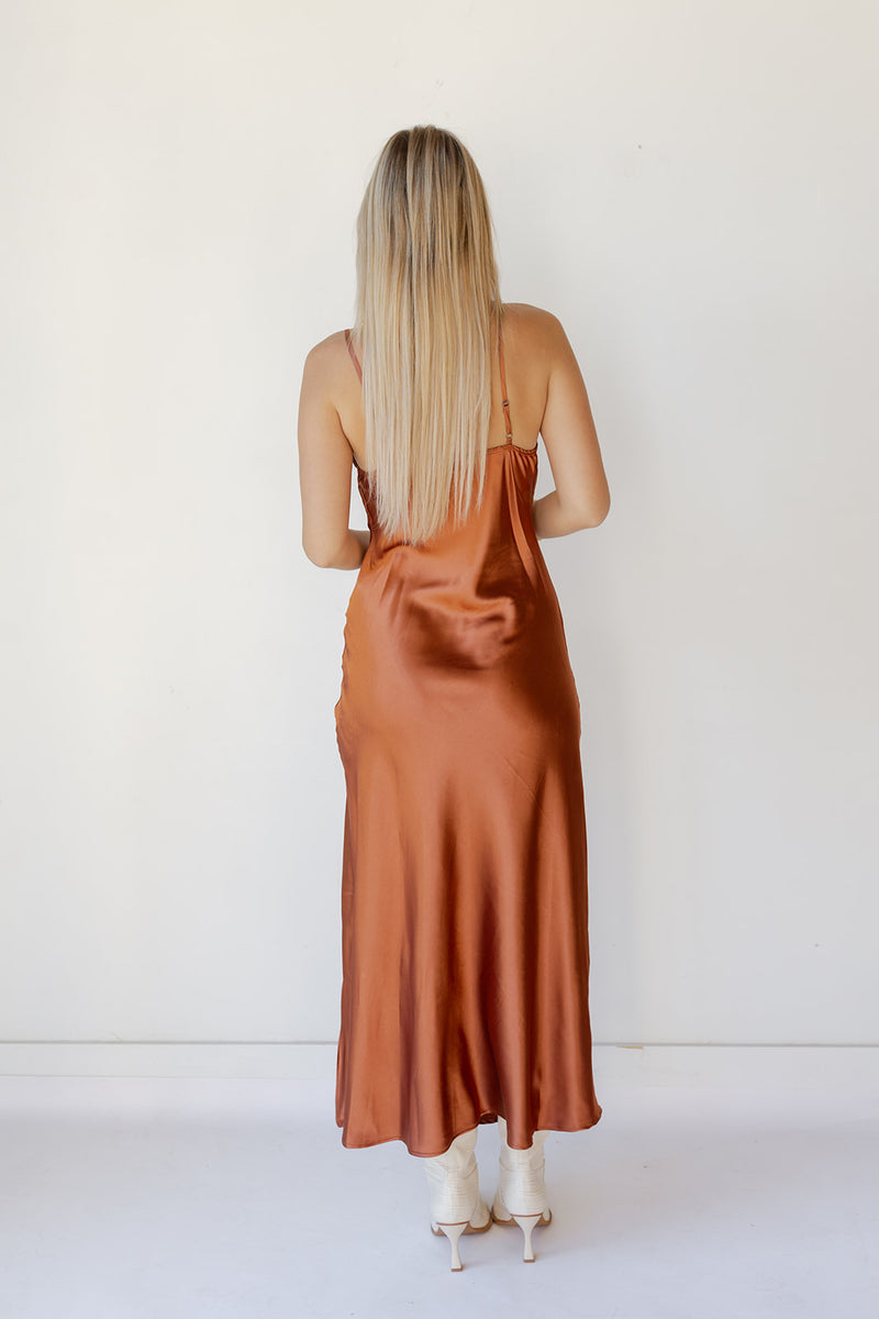 soiree satin maxi dress