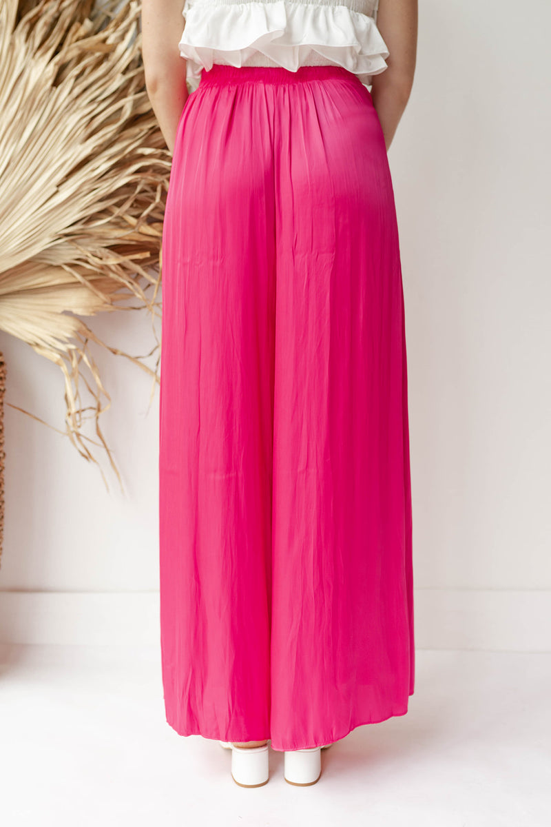 mode, limeade satin pants