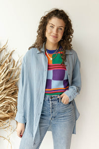 mode, see through button down shirt
