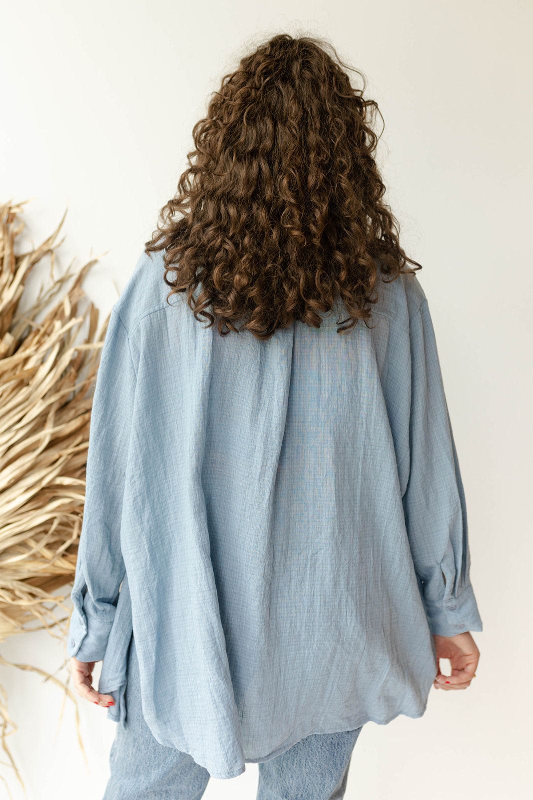 mode, see through button down shirt
